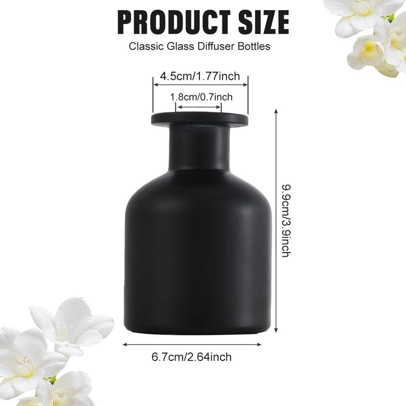 SYBL 150ml/5oz Glass Diffuser Bottles Boston Round Aroma Bottles Diffusers Vase Fragrance Accessories Use for DIY Replacement Diffuser Sets Craft Projects Wedding Party(Black) - Image 2
